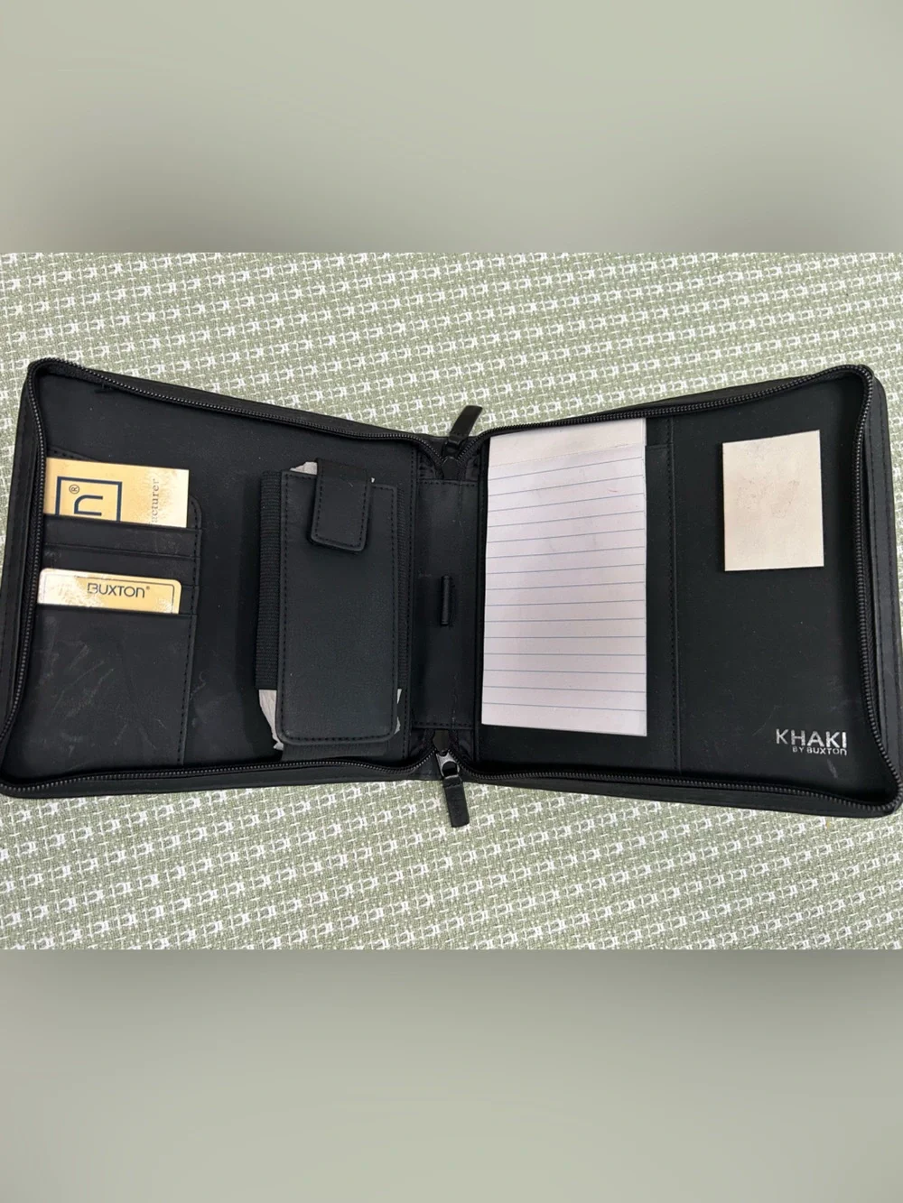 Black Unisex 2wayZipper DayPlanner by BUXTON. Cards/phone/notepad-all in one.